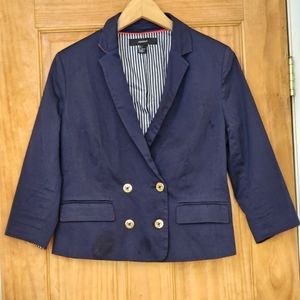 Forever 21 Women's Double-Breasted Nautical Style Gold Button Blue Blazer